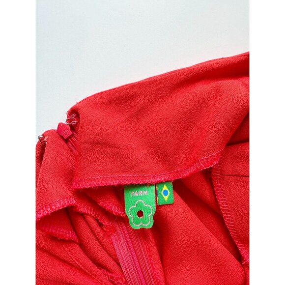 FARM RIO Red Viscose Crepe V-Neck Drop Waist Dress, Size P/S - Picture 10 of 13
